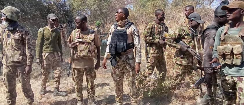 Nigerian troops during a military operation against terrorists in Borno State