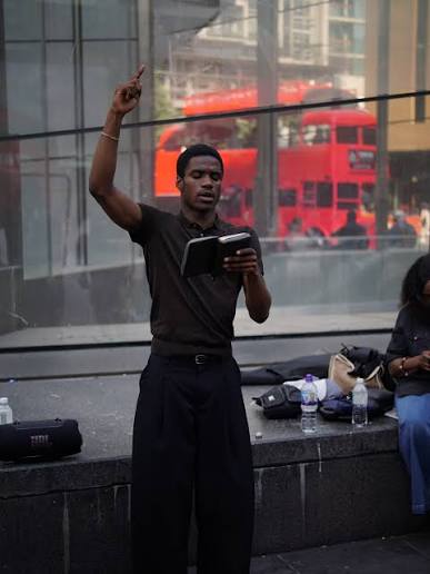 UK street preacher Jesse Samuel Ngoma speaks during his detention by police in London’s Chinatown
