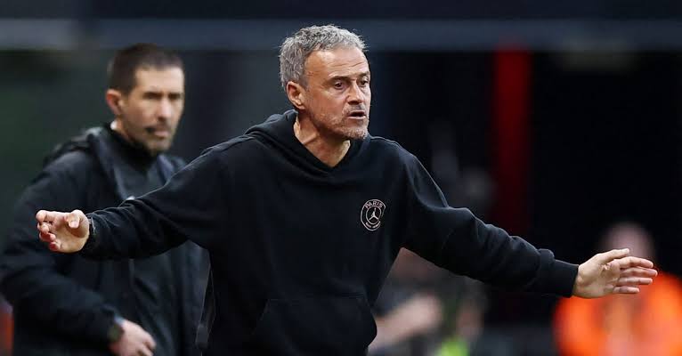PSG coach Luis Enrique during the Ligue 1 opener against Rennes