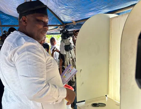 ADC candidate Najeem Salaam speaks after voting in Osun governorship election