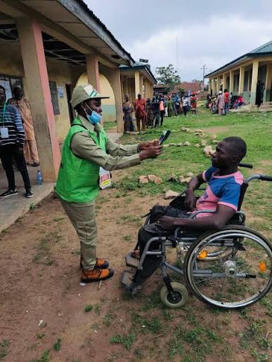 Person with disability voting during the Osun governorship election