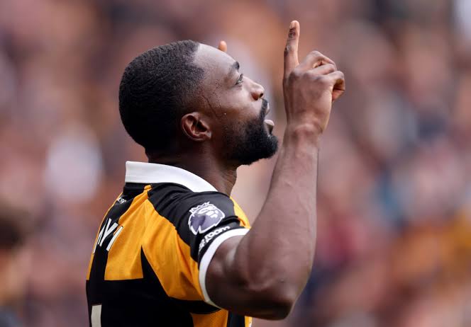 Semi Ajayi celebrates after scoring for Hull City in their 2-0 Premier League win over Manchester United