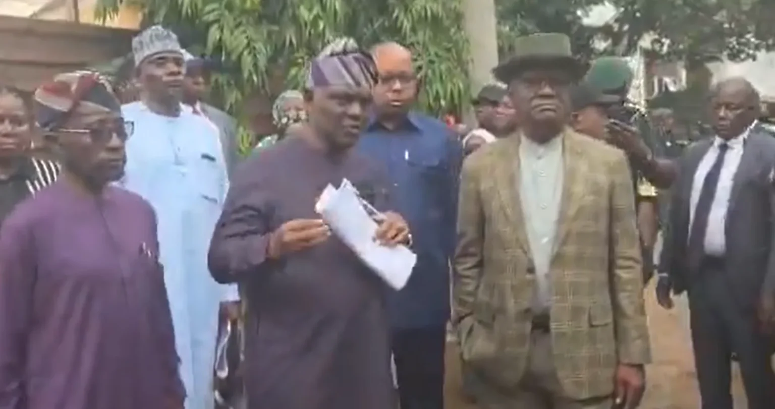 FCT Minister Nyesom Wike inspecting a flood-affected area in Maitama, Abuja