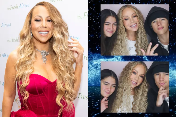 Mariah Carey posing with her twins Moroccan and Monroe Cannon