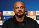 Bayern Munich manager Vincent Kompany addressing journalists during a press conference in Paris in November 2025.