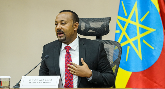 Ethiopian Prime Minister Abiy Ahmed following his reappointment by parliament