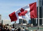 Canadian national flag accompanying a report on Nigerian-born Joseph Adams' election victory in Ontario.