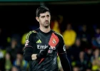 Real Madrid goalkeeper Thibaut Courtois pictured during a football match ahead of the El Clásico against Barcelona, if using a match photograph.