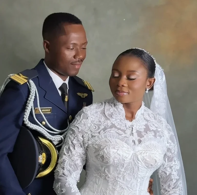 Squadron Leader Ahamefule Man-Ugwueje and his wife during their Abuja wedding two weeks before the Ondo air crash