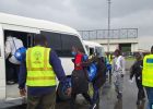Nigerian returnees from Libya gathered at Murtala Muhammed International Airport in Lagos during their reception by NEMA officials.