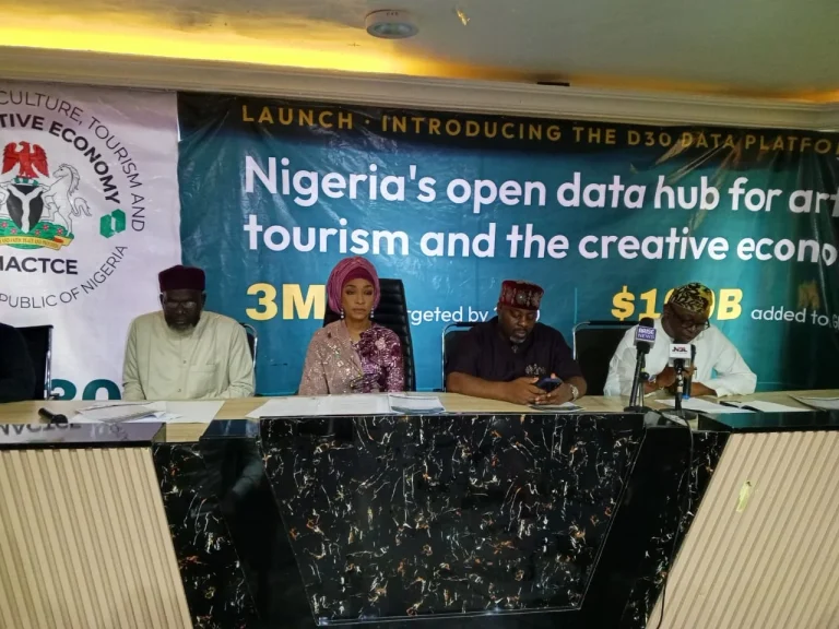Hannatu Musawa and officials at the unveiling of Nigeria's D30 creative economy platform