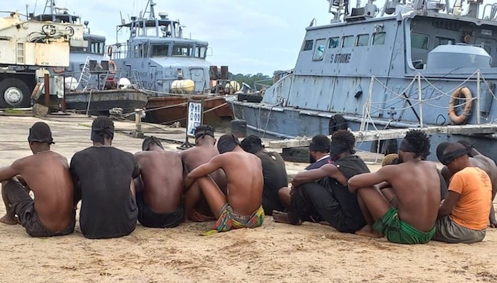 Nigerian Navy personnel during operation against crude oil theft