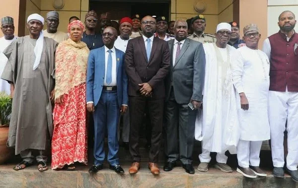 Members of the Federal Government's investigative committee with Interior Minister Olubunmi Tunji-Ojo during the presentation of findings on the deaths of 33 miners in Niger State.